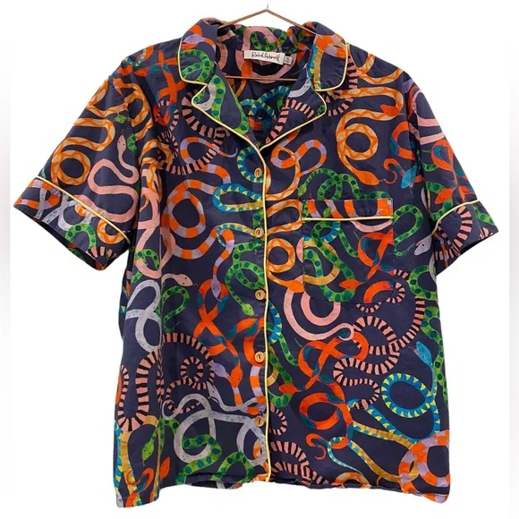 RACHEL ANTONOFF Snake Print Pajama Top XL - Picture 2 of 6